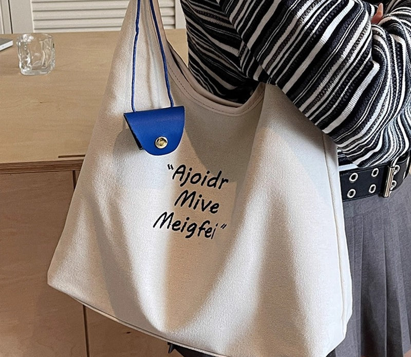 Korean early autumn original canvas bag women's 2025 new large-capacity casual shoulder tote bag