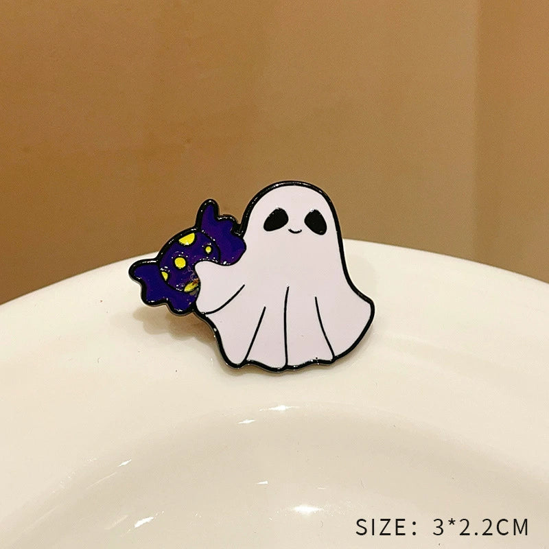 Halloween must-have little ghost brooch pumpkin pin Japanese cute metal badge Halloween decoration men's and women's clothes bag accessories
