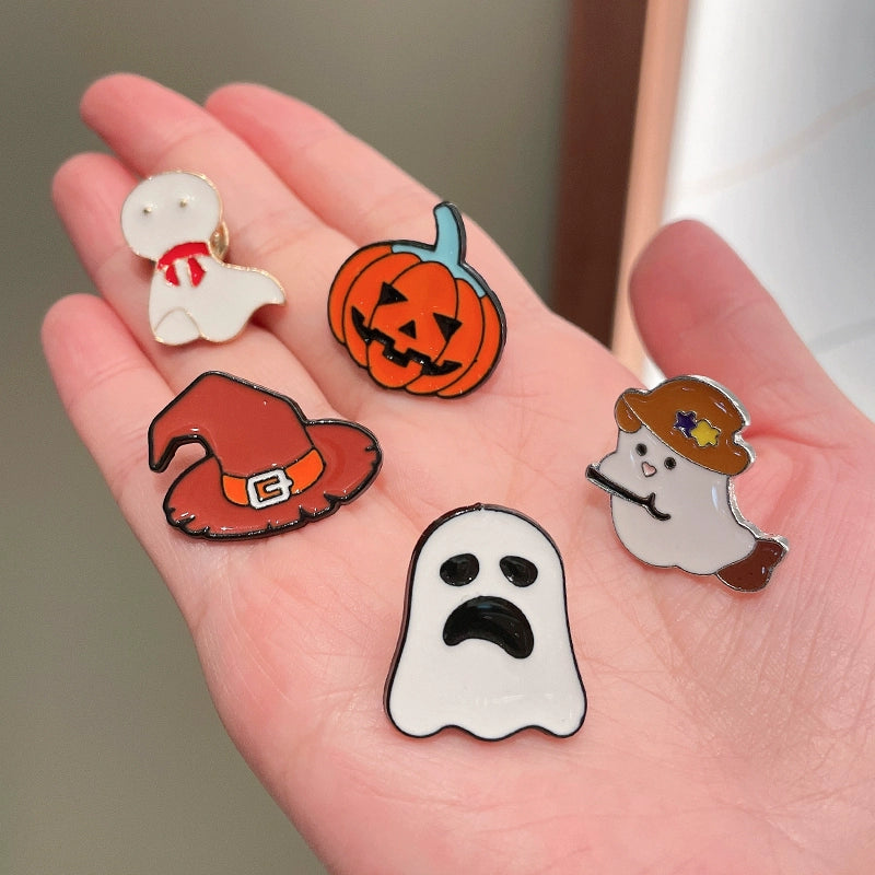 Halloween must-have little ghost brooch pumpkin pin Japanese cute metal badge Halloween decoration men's and women's clothes bag accessories