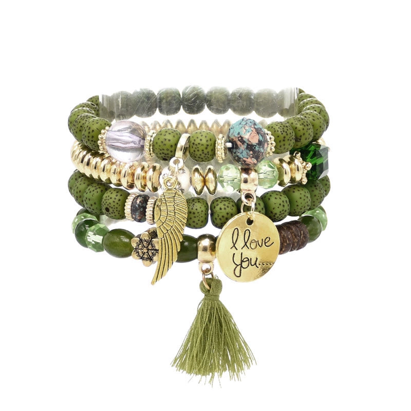 European and American style bracelet beaded multi-layer color men's and women's couple bracelet accessories, ethnic style retro