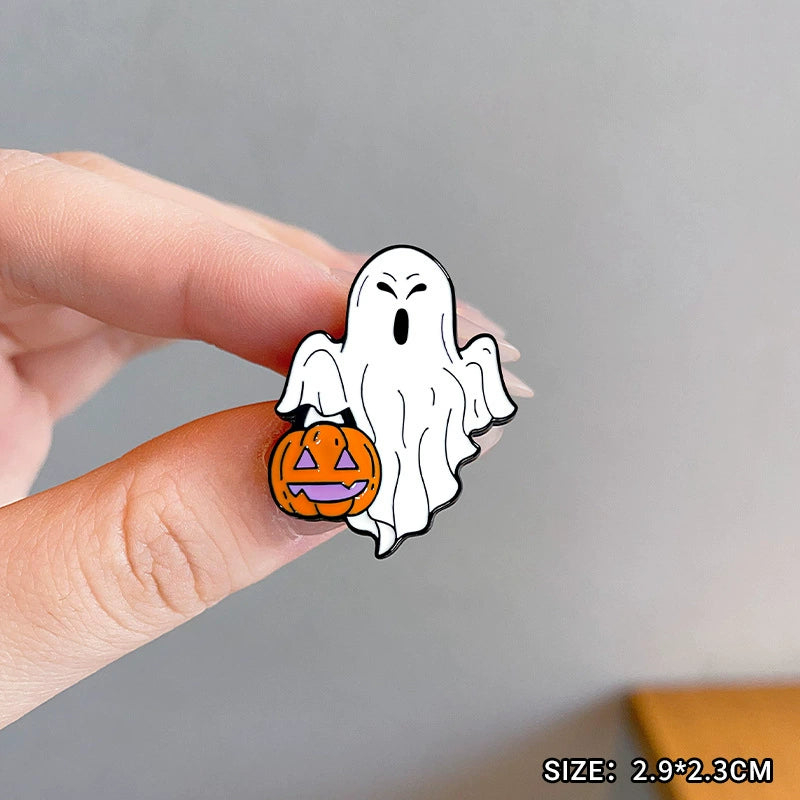 Halloween must-have little ghost brooch pumpkin pin Japanese cute metal badge Halloween decoration men's and women's clothes bag accessories