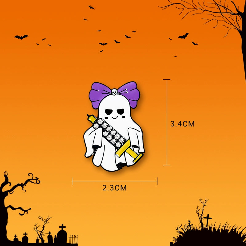 Halloween must-have little ghost brooch pumpkin pin Japanese cute metal badge Halloween decoration men's and women's clothes bag accessories