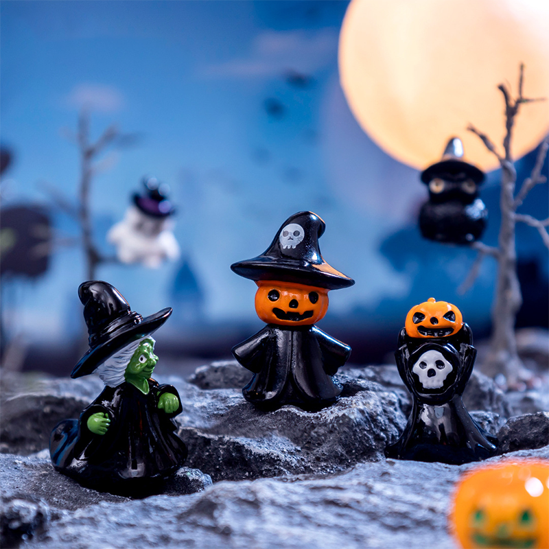 Halloween small ornaments witch owl black cat ghost festival horror cute desktop creative decoration small objects Halloween must-have