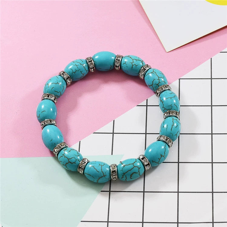 Retro ethnic style bracelet women's imitation turquoise luxury high-end jewelry Yunnan jewelry Nepalese bracelet versatile accessories