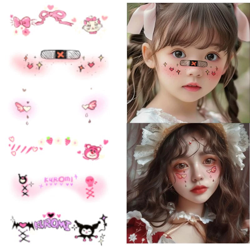 Halloween must-have glitter Halloween children's facial cartoon makeup tattoo sticker face sticker bat decoration pumpkin blush fake scar makeup