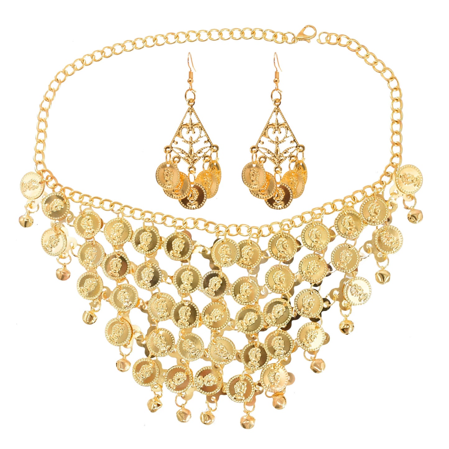 European and American fashion temperament necklace square dance Indian dance semicircle sequined headgear performance suit belly dance waist chain women