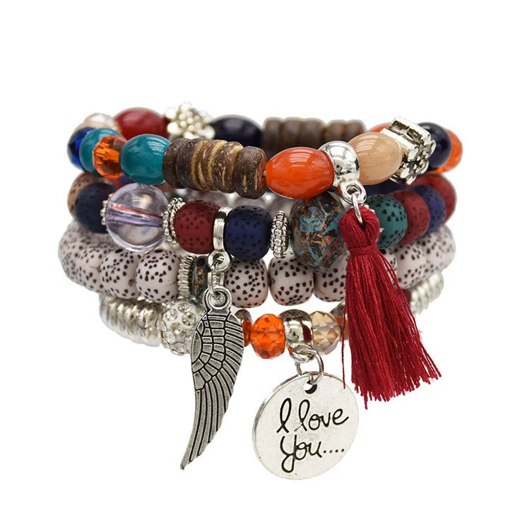 European and American style bracelet beaded multi-layer color men's and women's couple bracelet accessories, ethnic style retro