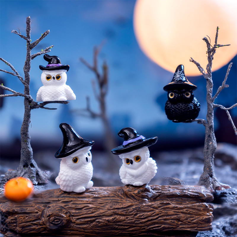 Halloween small ornaments witch owl black cat ghost festival horror cute desktop creative decoration small objects Halloween must-have