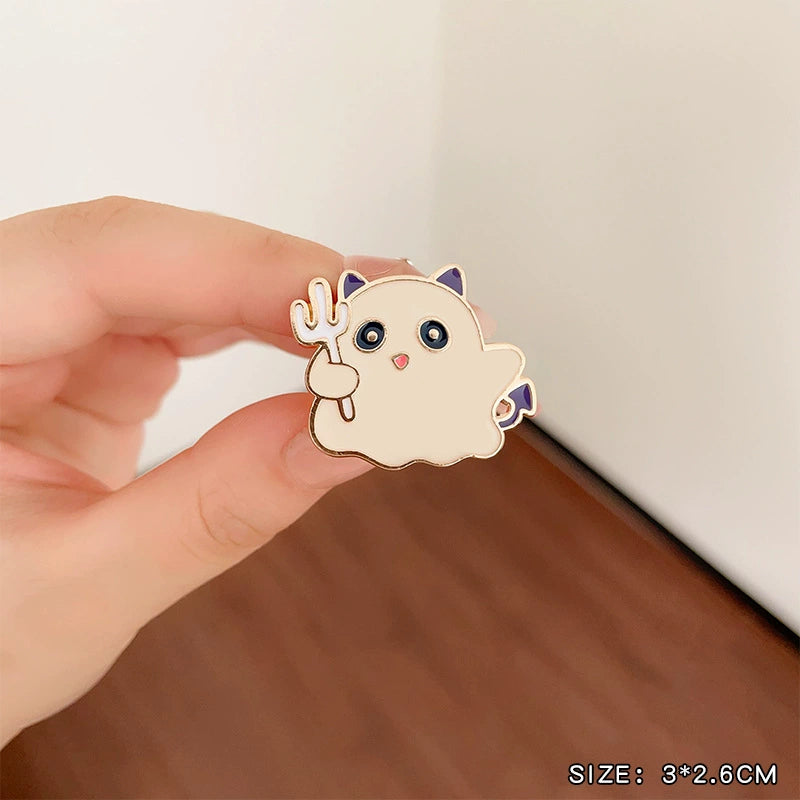 Halloween must-have little ghost brooch pumpkin pin Japanese cute metal badge Halloween decoration men's and women's clothes bag accessories