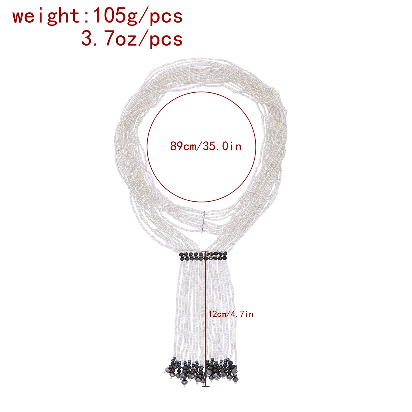 European and American exaggerated multi-layer imitation crystal beaded necklace long splicing tie neck chain versatile sweater chain necklace accessories women