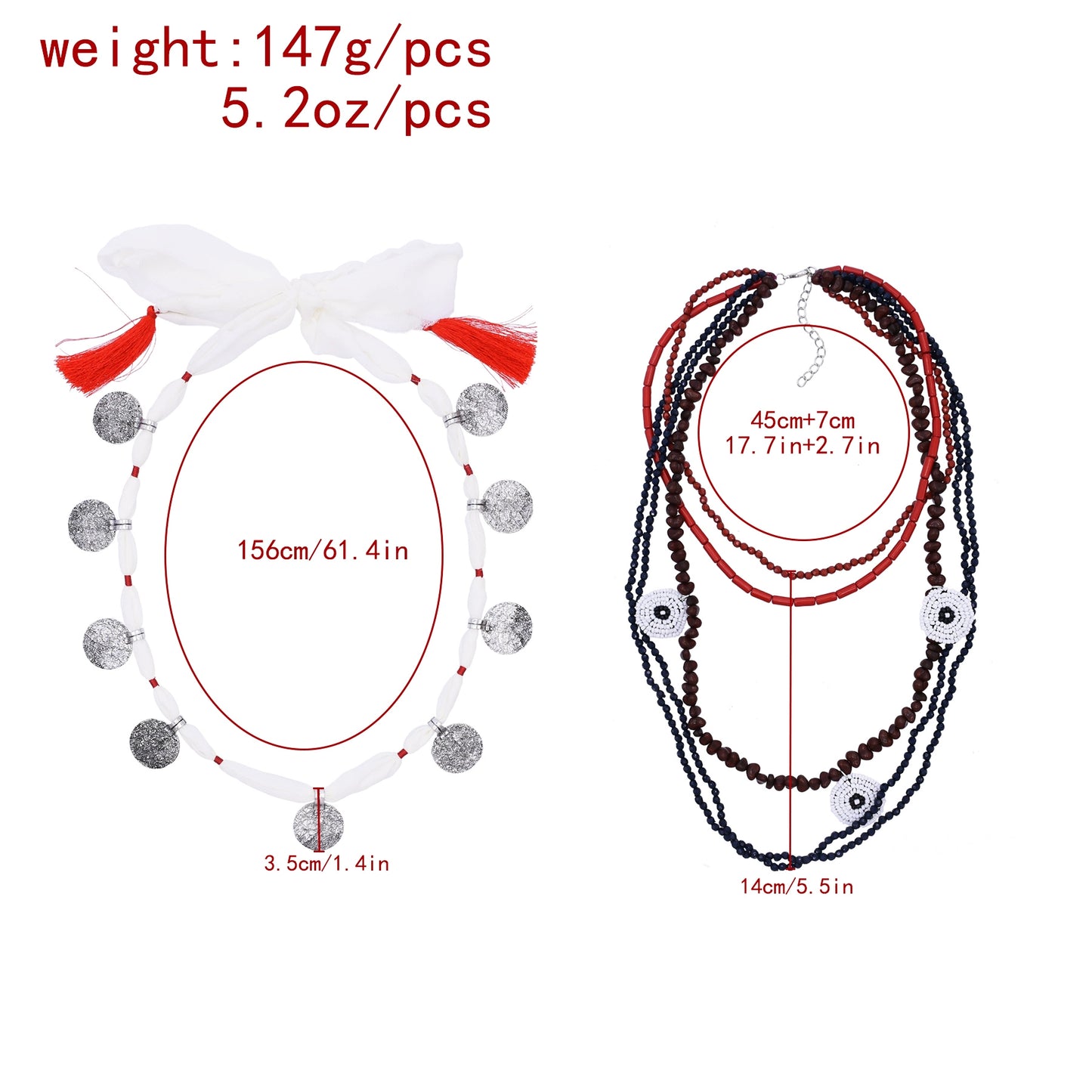European and American big-name design sense niche multi-layer stacked necklace women's metal badge handmade beaded waterfall necklace