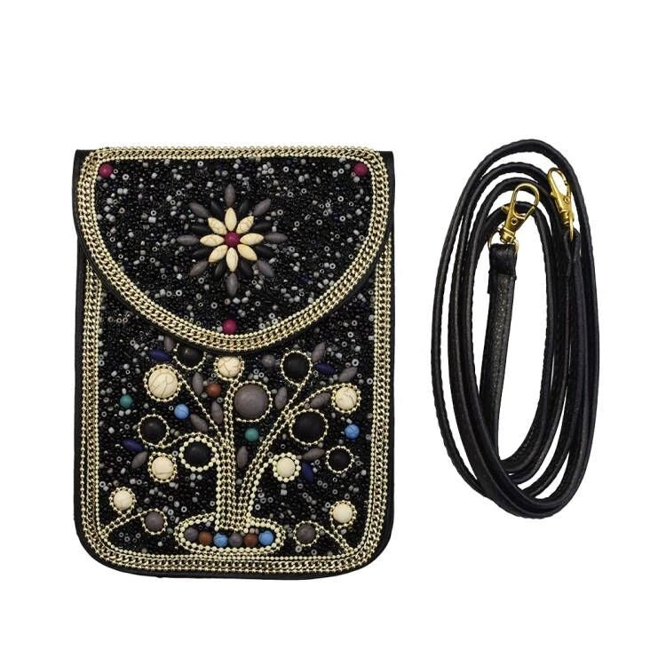 Xinjiang travel photo messenger bag rice beads turquoise leather bag retro ethnic style student Mongolian mobile phone bag