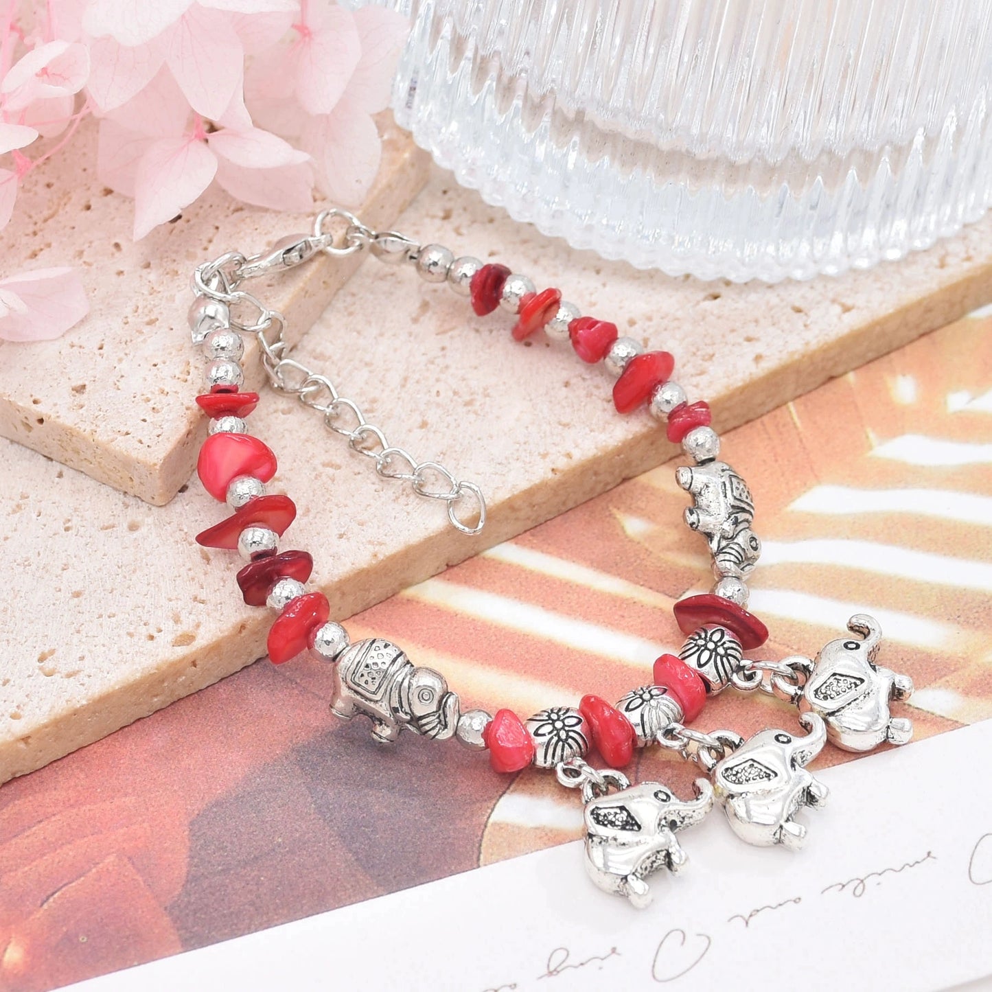 Ethnic style retro old turquoise bracelet alloy elephant pastoral shell colored men's and women's bracelets accessories Xizang