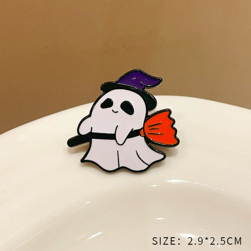 Halloween must-have little ghost brooch pumpkin pin Japanese cute metal badge Halloween decoration men's and women's clothes bag accessories