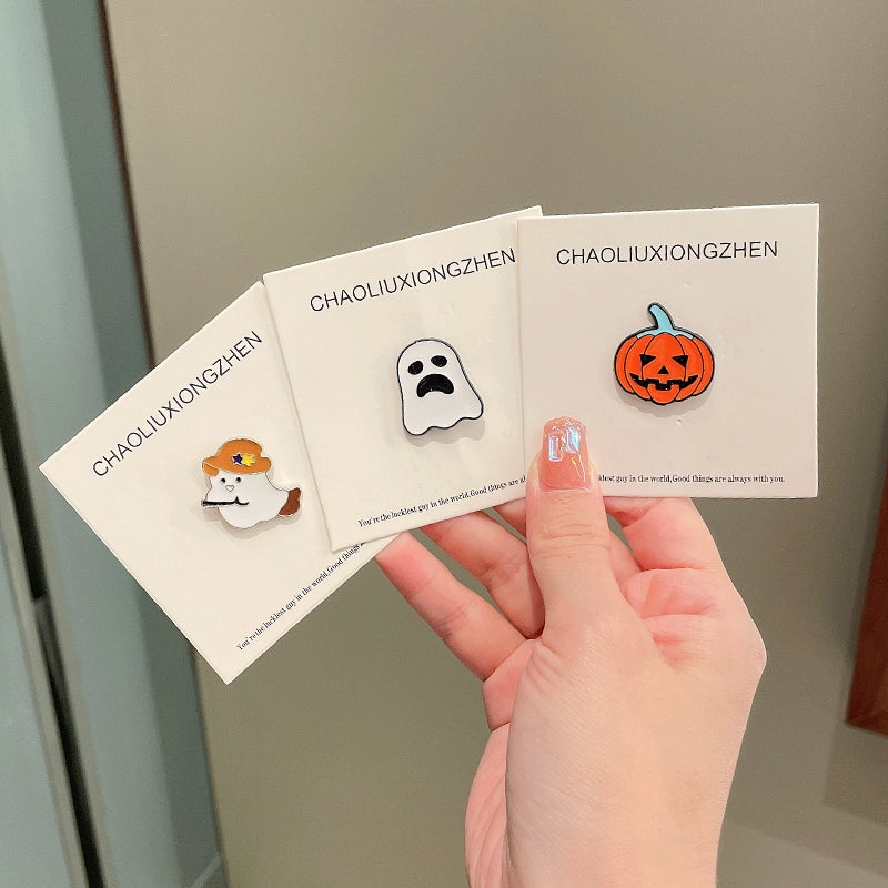 Halloween must-have little ghost brooch pumpkin pin Japanese cute metal badge Halloween decoration men's and women's clothes bag accessories