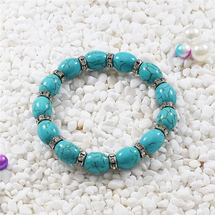 Retro ethnic style bracelet women's imitation turquoise luxury high-end jewelry Yunnan jewelry Nepalese bracelet versatile accessories