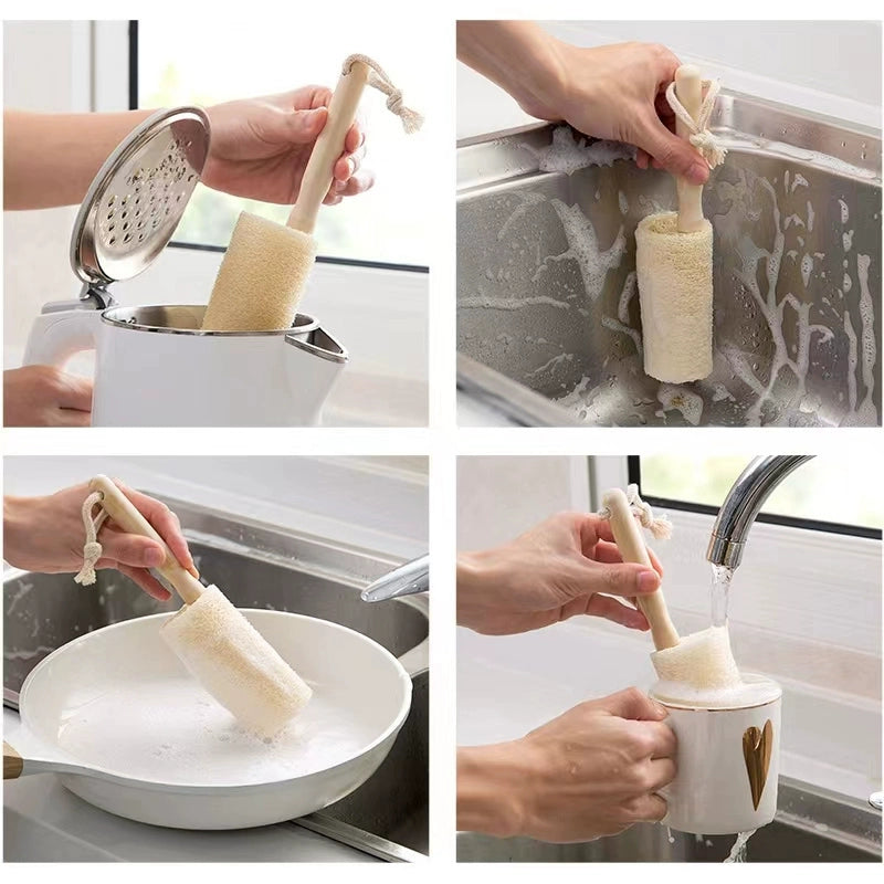Household kitchen dishwashing brush loofah non-stick oil brush pan dishwashing scouring cloth loofah washing cup cleaning brush