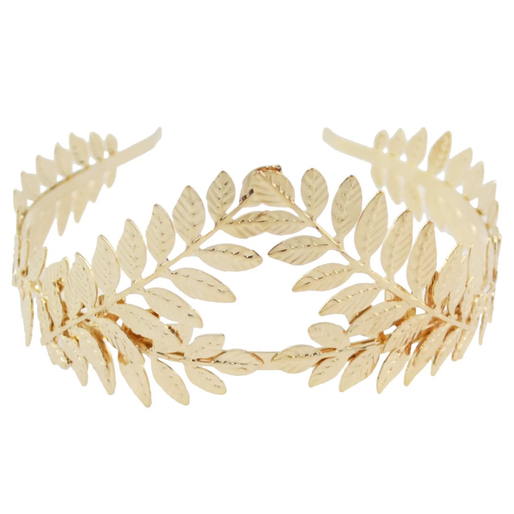 Back hanging gold metal headband, leaf laurel crown, bridal headgear, hair accessories, fairy headband, super fairy, European and American style