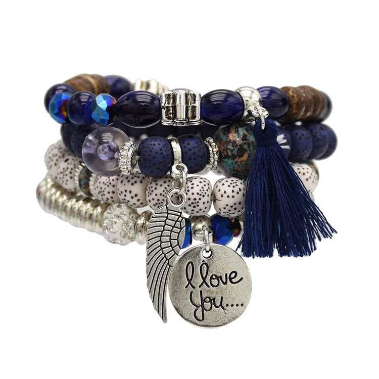 European and American style bracelet beaded multi-layer color men's and women's couple bracelet accessories, ethnic style retro