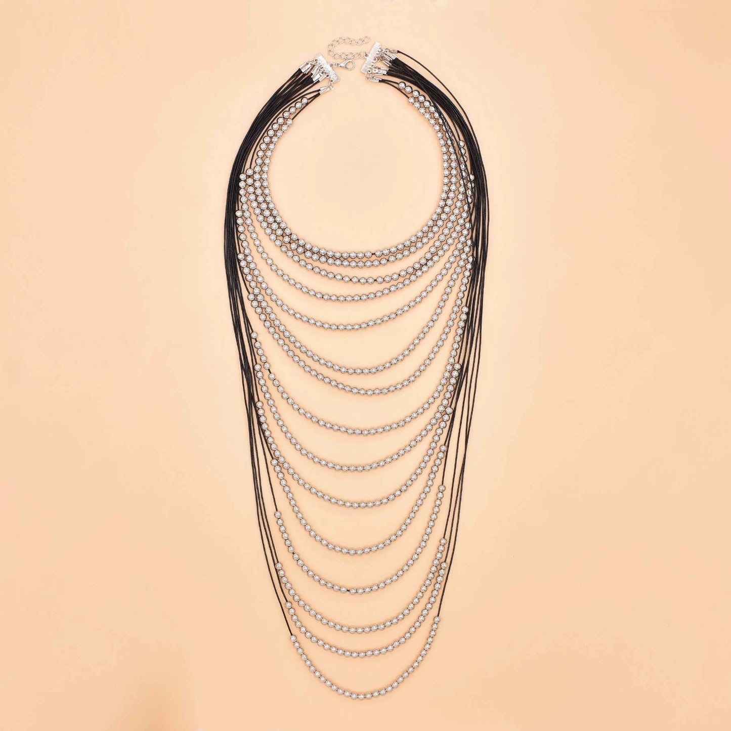 European and American style niche design multi-layer stacked handmade beaded necklace solid color long exaggerated collarbone chain jewelry