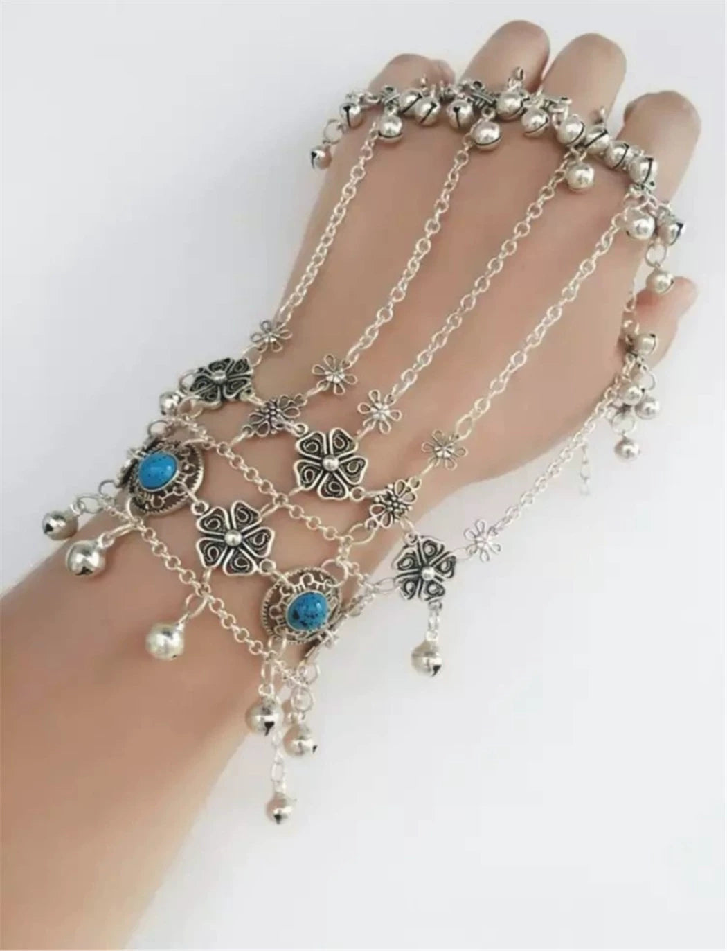 Zixia has the same versatile coin, fringed bell, finger bracelet, women's ring, ancient ethnic style, ancient clothing, Hanfu jewelry.