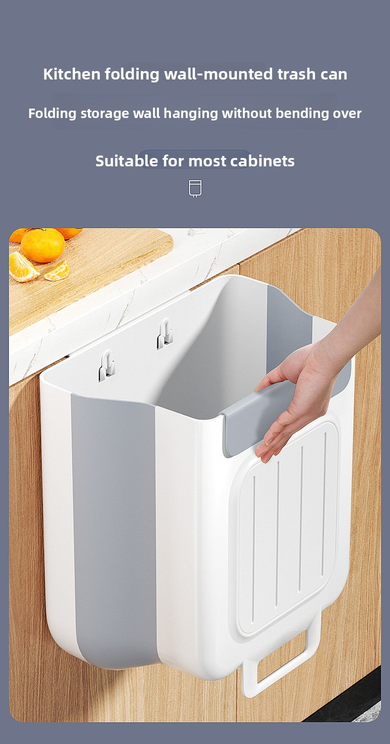 Kitchen trash can hanging type household food waste classification foldable cabinet door wall hanging bathroom toilet storage paper basket