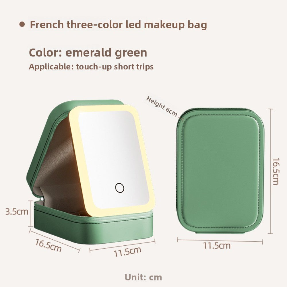 Halloween Makeup Essentials Premium LED Travel Cosmetic Bag Women's Portable Large Capacity Makeup Brush Case Portable Partition Beauty Bag