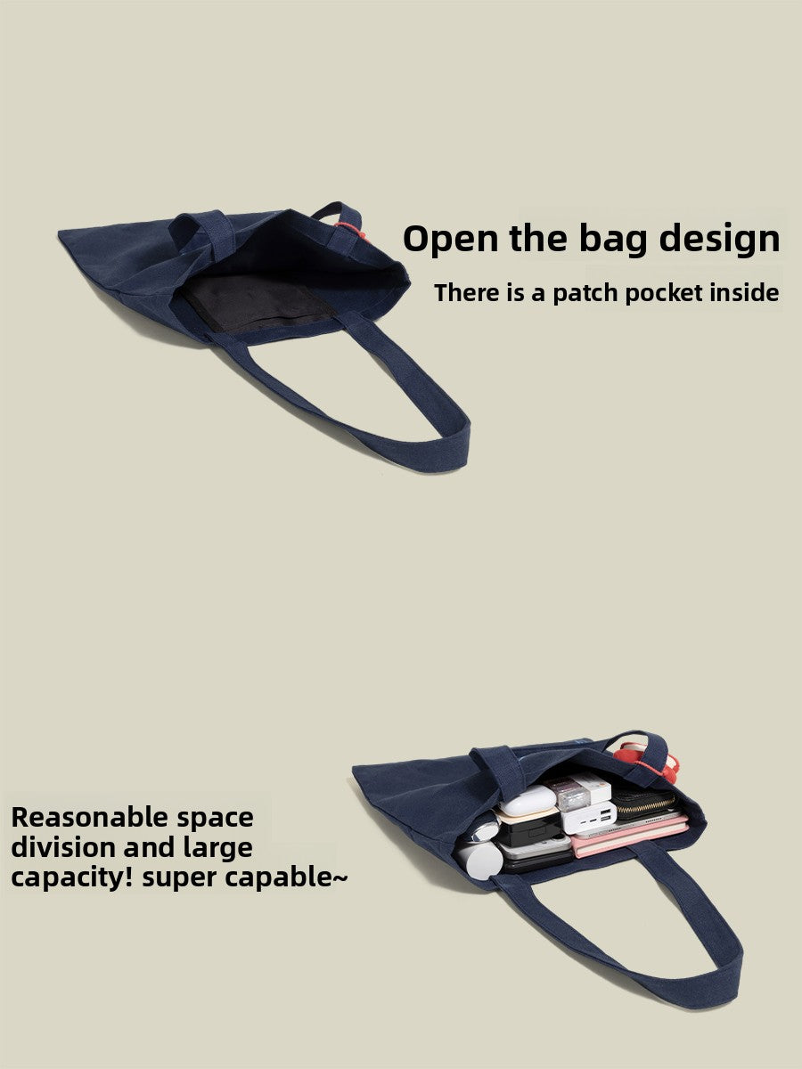 Korean Lazy Wind Shoulder Bag 2025 New Original Letter Design Large Capacity Tote Bag