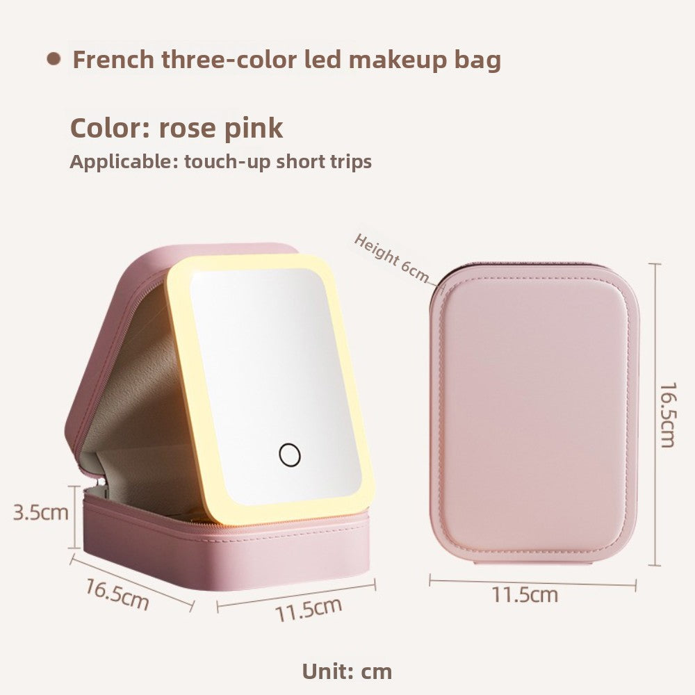 Halloween Makeup Essentials Premium LED Travel Cosmetic Bag Women's Portable Large Capacity Makeup Brush Case Portable Partition Beauty Bag