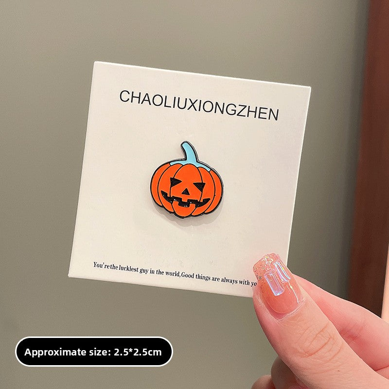 Halloween must-have little ghost brooch pumpkin pin Japanese cute metal badge Halloween decoration men's and women's clothes bag accessories