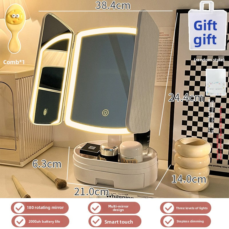 Halloween makeup essential mirror makeup mirror with lamp desktop vanity mirror charging led lamp birthday gift girls dormitory practical mirror