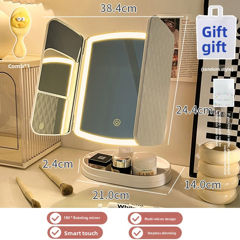 Halloween makeup essential mirror makeup mirror with lamp desktop vanity mirror charging led lamp birthday gift girls dormitory practical mirror