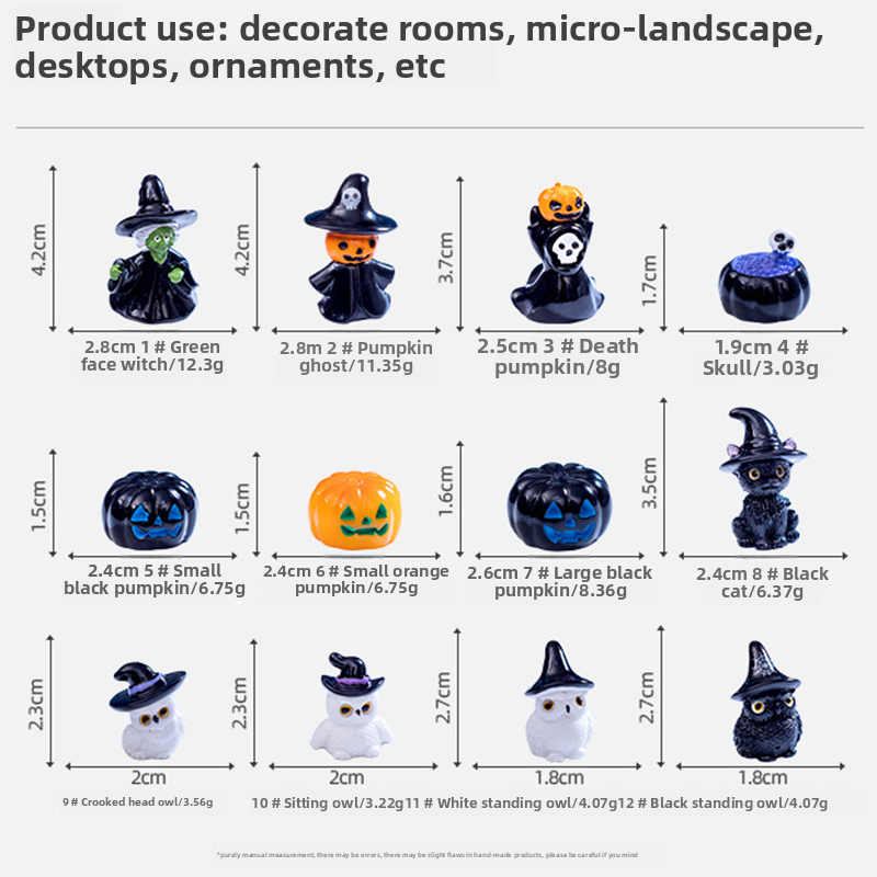 Halloween small ornaments witch owl black cat ghost festival horror cute desktop creative decoration small objects Halloween must-have