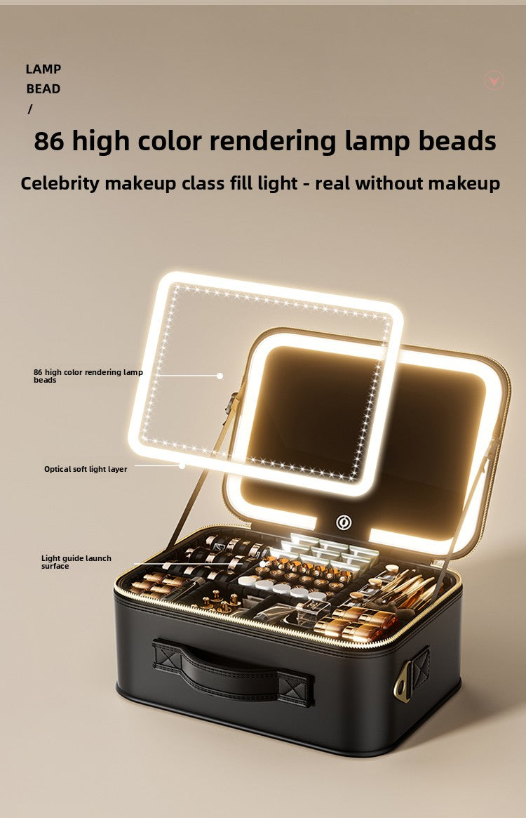 Halloween Makeup Essentials Premium LED Travel Cosmetic Bag Women's Portable Large Capacity Makeup Brush Case Portable Partition Beauty Bag