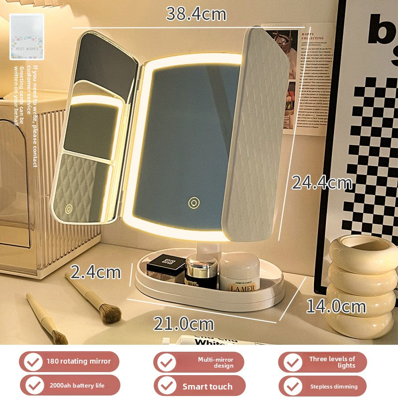 Halloween makeup essential mirror makeup mirror with lamp desktop vanity mirror charging led lamp birthday gift girls dormitory practical mirror