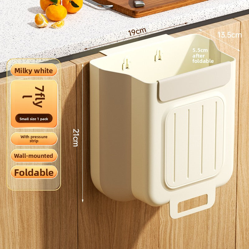Kitchen trash can hanging type household food waste classification foldable cabinet door wall hanging bathroom toilet storage paper basket