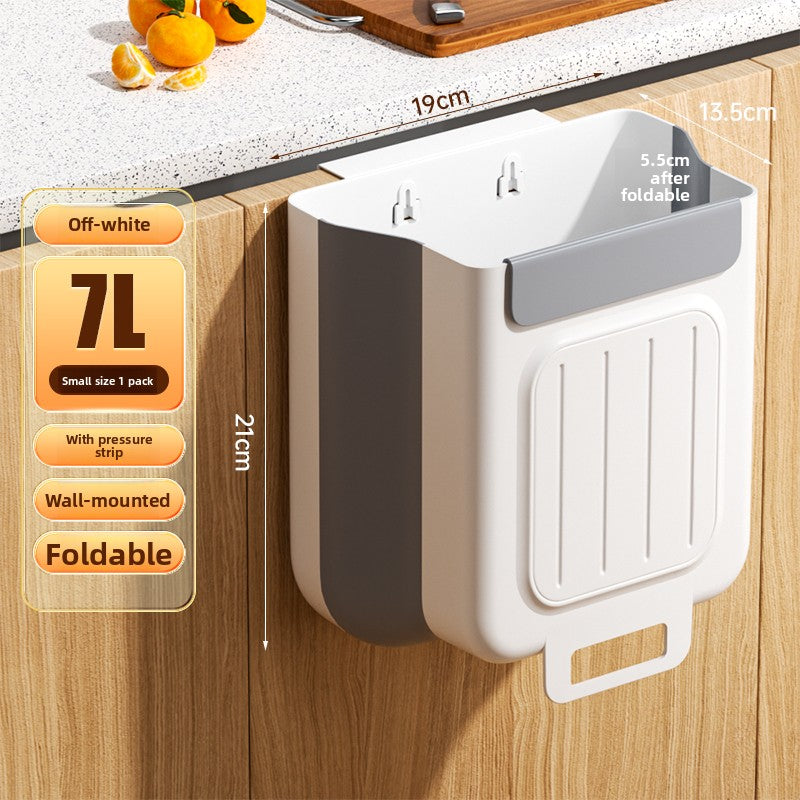 Kitchen trash can hanging type household food waste classification foldable cabinet door wall hanging bathroom toilet storage paper basket