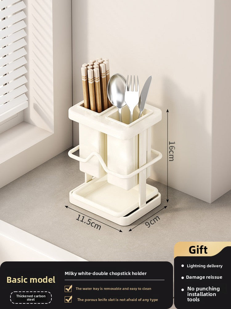 Kitchen knife holder shelf 2025 new countertop cutting board rack kitchen knife chopstick cage integrated cutting board knife storage rack