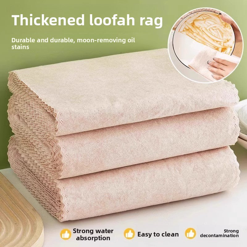 Loofah rag kitchen special oil-absorbing non-oil dishcloth easy to clean new hair-free household water-absorbing cleaning