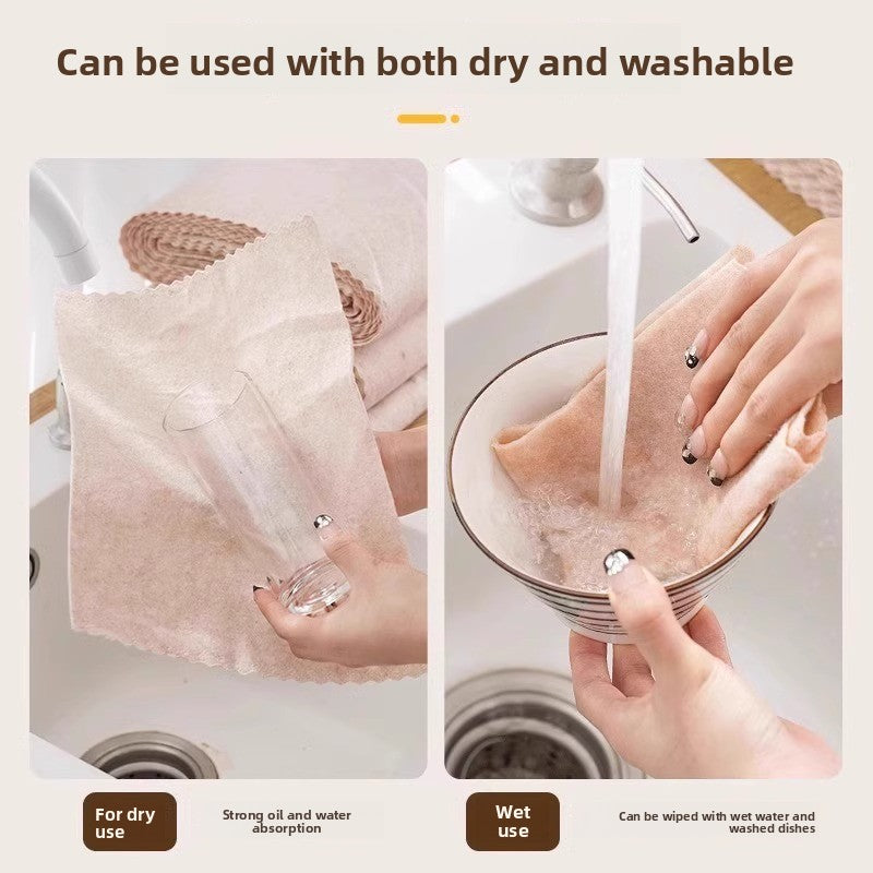 Loofah rag kitchen special oil-absorbing non-oil dishcloth easy to clean new hair-free household water-absorbing cleaning