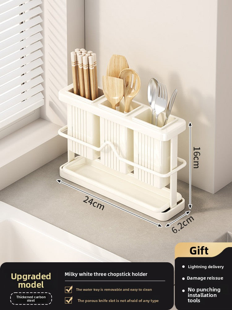 Kitchen knife holder shelf 2025 new countertop cutting board rack kitchen knife chopstick cage integrated cutting board knife storage rack