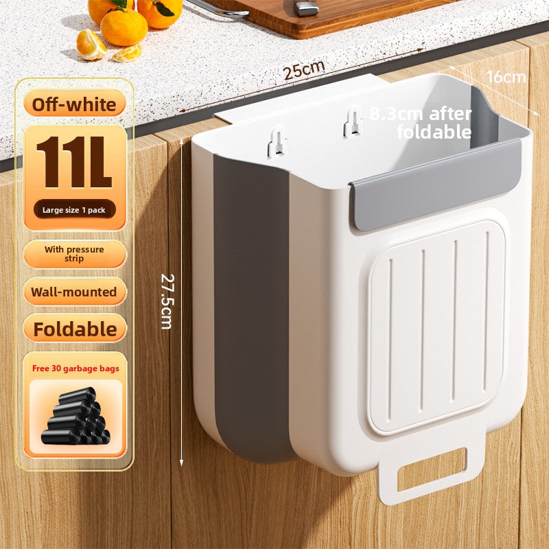 Kitchen trash can hanging type household food waste classification foldable cabinet door wall hanging bathroom toilet storage paper basket
