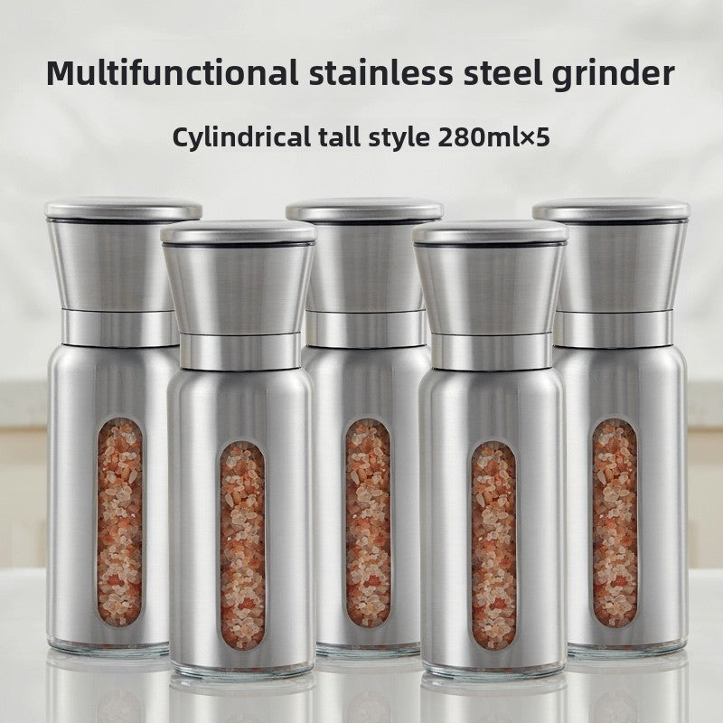 Pepper grinder Manual grinding Sea salt Pepper grains Pepper artifact Seasoning bottle Stainless steel grinding bottle Seasoning tank