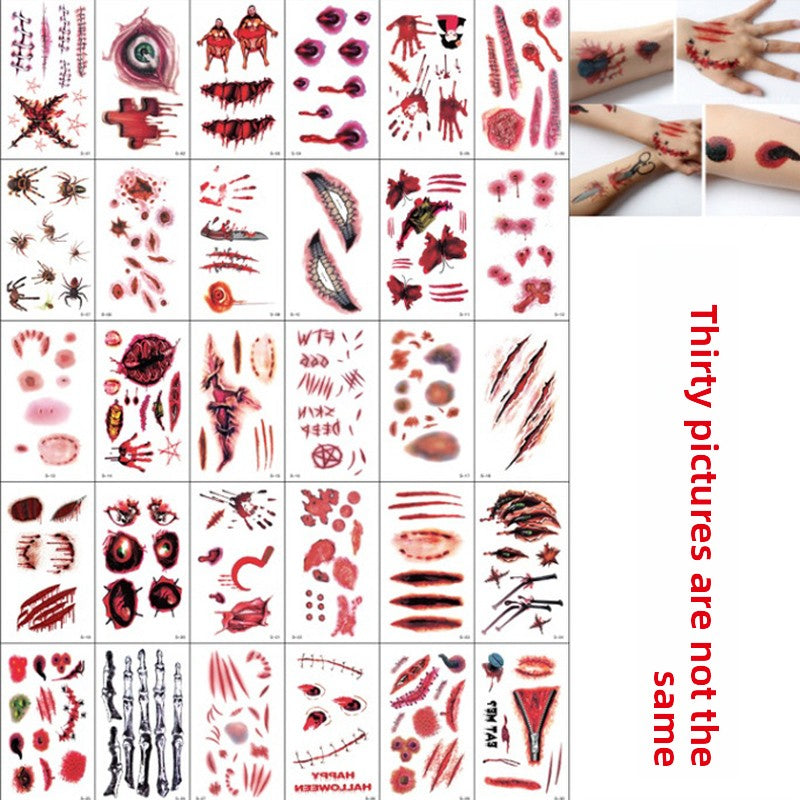 Halloween decoration makeup fake scars stickers ornaments face stickers tattoo stickers vampire costume horror makeup props Halloween essentials