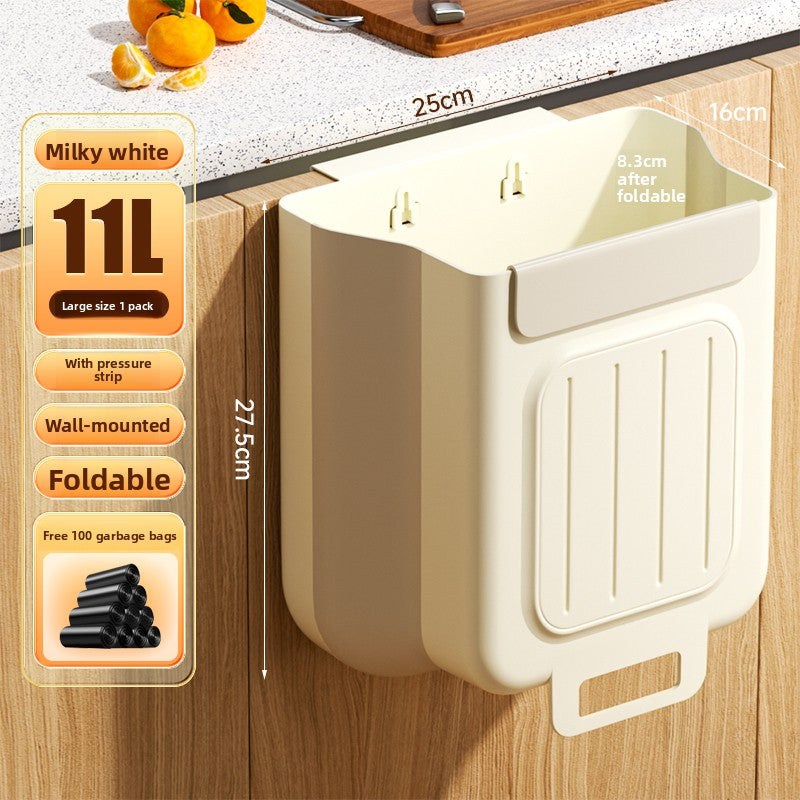 Kitchen trash can hanging type household food waste classification foldable cabinet door wall hanging bathroom toilet storage paper basket