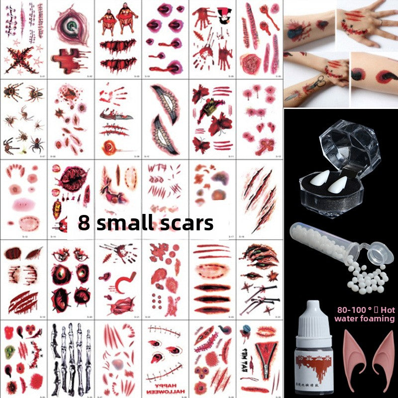 Halloween decoration makeup fake scars stickers ornaments face stickers tattoo stickers vampire costume horror makeup props Halloween essentials