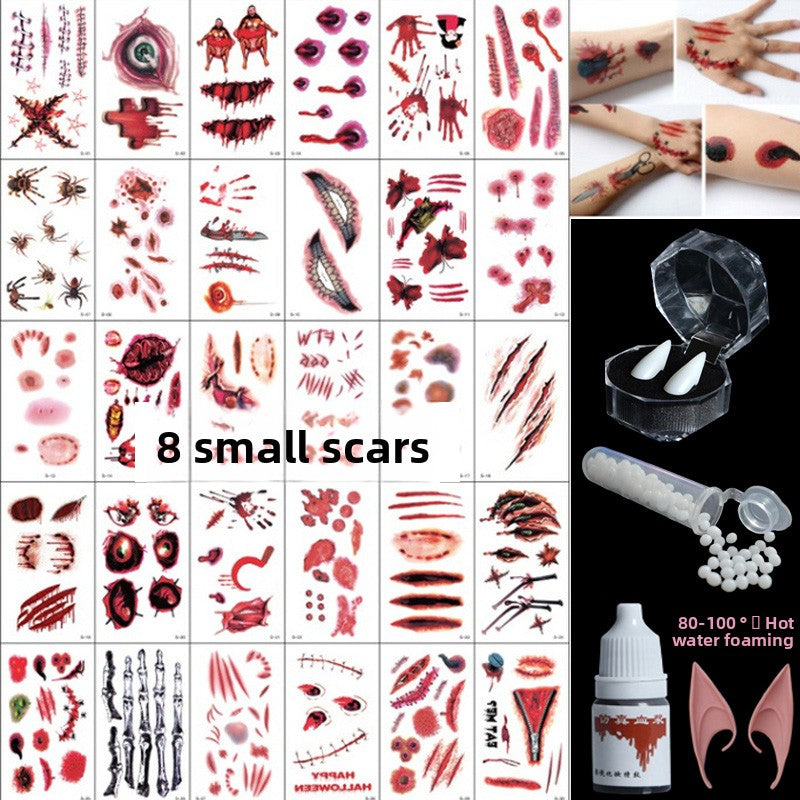 Halloween decoration makeup fake scars stickers ornaments face stickers tattoo stickers vampire costume horror makeup props Halloween essentials