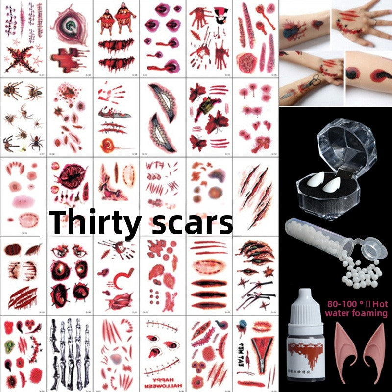 Halloween decoration makeup fake scars stickers ornaments face stickers tattoo stickers vampire costume horror makeup props Halloween essentials