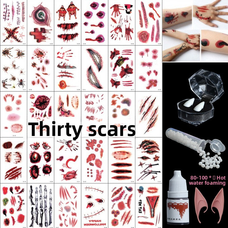 Halloween decoration makeup fake scars stickers ornaments face stickers tattoo stickers vampire costume horror makeup props Halloween essentials