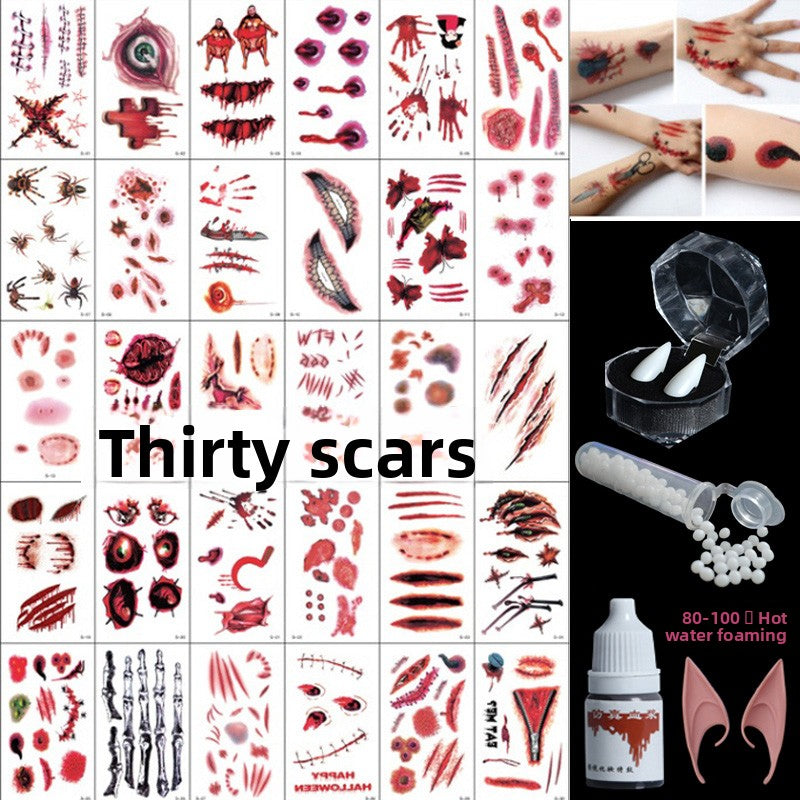 Halloween decoration makeup fake scars stickers ornaments face stickers tattoo stickers vampire costume horror makeup props Halloween essentials